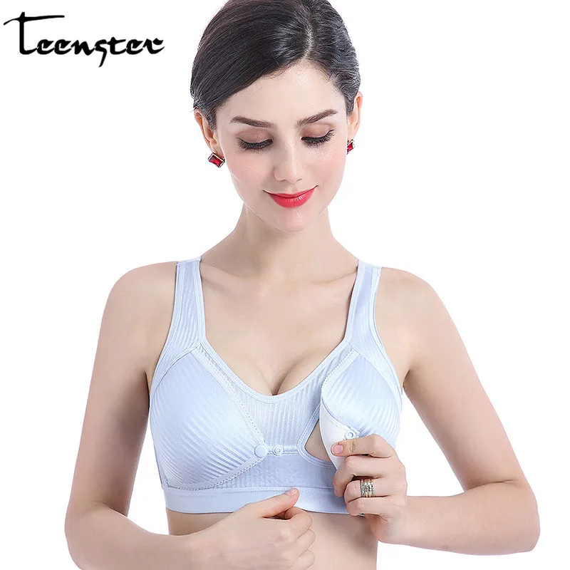 

Teenster Pregnancy Clothes Fashion Nursing Bra No Steel Front Open Button Breastfeeding Large Size Maternity Bra Pregnancy Bras