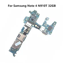 Полная рабочая б/у оригинальная плата для samsung Note 4 N910T 32 GB Материнская плата логическая материнская плата MB Plate