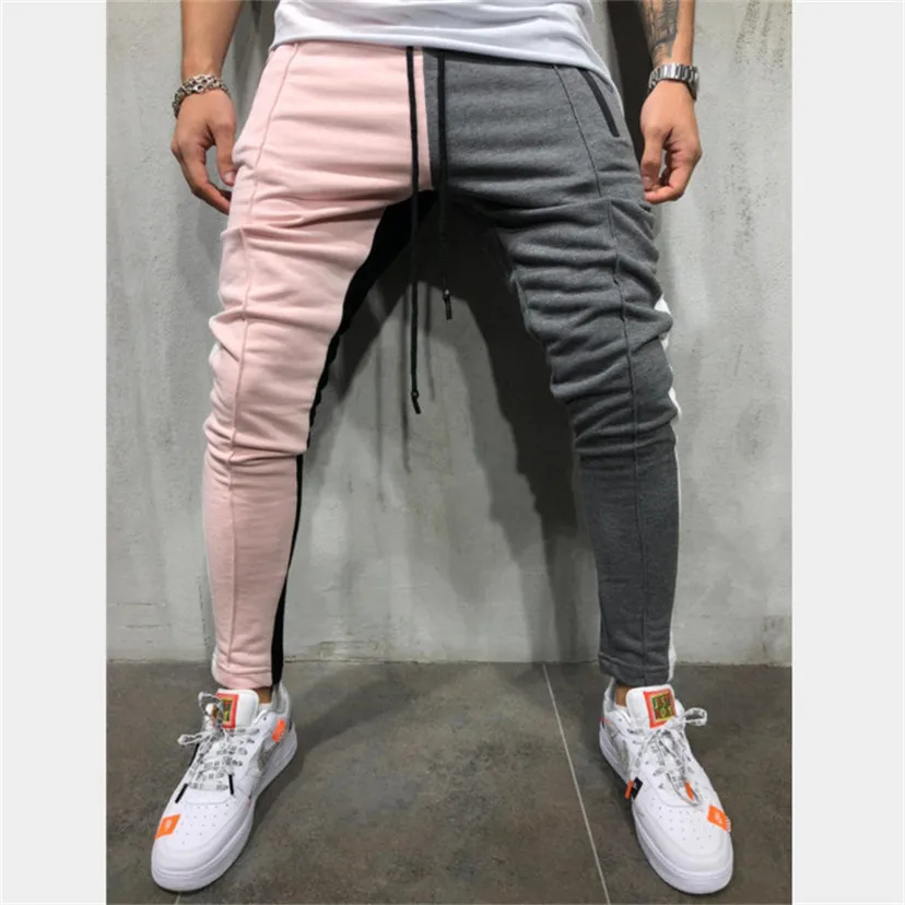 

Mens Slim Fit Sweatpants Drawstring Striped Track Pants Color Block Patchwork Jogging Pant Sports Hip Hop Trousers Long Slacks