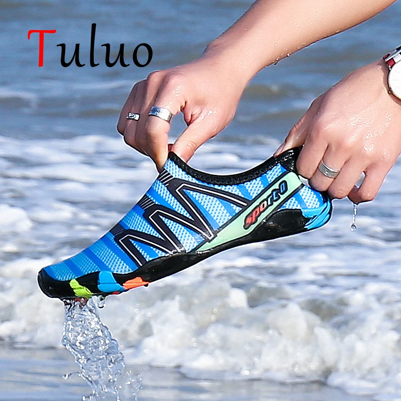 TULUO الساخن بيع للجنسين بيرفوت أحذية ماء الصيف السباحة تصفح اليوغا شاطىء البحر الشاطئ المنبع أكوا أحذية لينة الجلد جورب حذاء رياضة