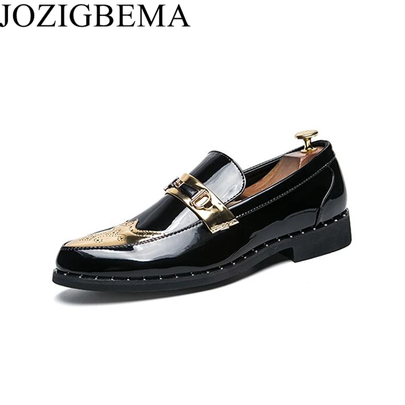 

Designer Business Patent Leather Shoes Men Vintage Oxfords For Men Dress Shoes Formal Men Shoes Office Pointed Wedding shoes