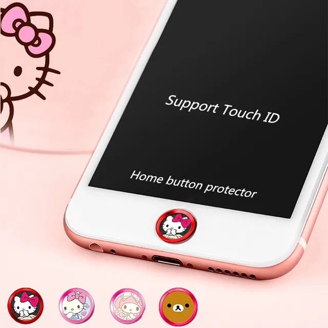 Cartoon Cute Bear Cat Touch ID Home Button Sticker Key