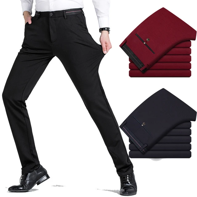 Generic Autumn Men S Black Casual Pants Men Straight Slight Elastic  Ankle-Length High Quality Formal Trousers Men @ Best Price Online | Jumia  Egypt