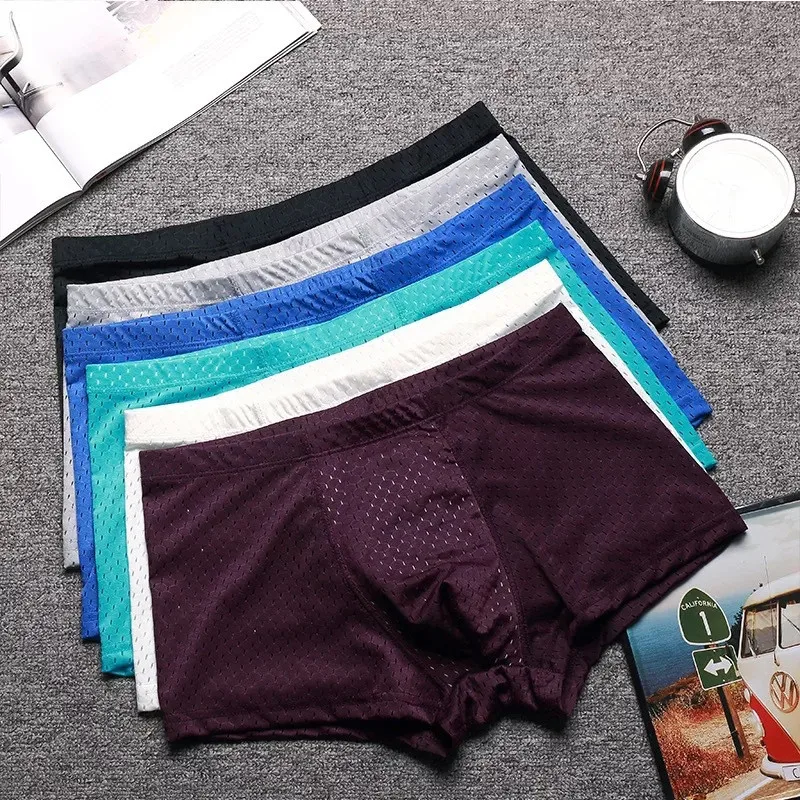 Summer Sexy Men's Mesh Underwear Boxers Fashion Cool Quick-drying Breathable Boxer Shorts Homme Cuecas (8)