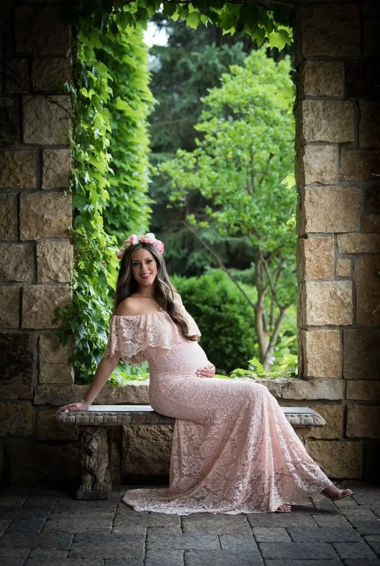 Maternity Pregnancy Dress Photography Props Lace Fancy Maxi Maternity Gown Clothes For Photo Shoots 2019 Women Pregnant Dresses (6)