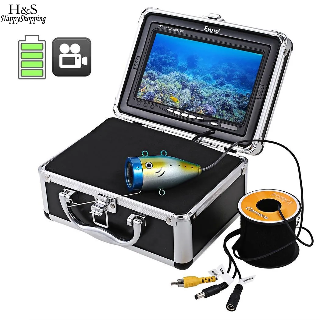 

7" Inch HD 1000tvl Underwater Fishing Video Camera Kit 14 PCS Black Video Fish Finder 15M 20M 30M 50M Professional Fishing Finde