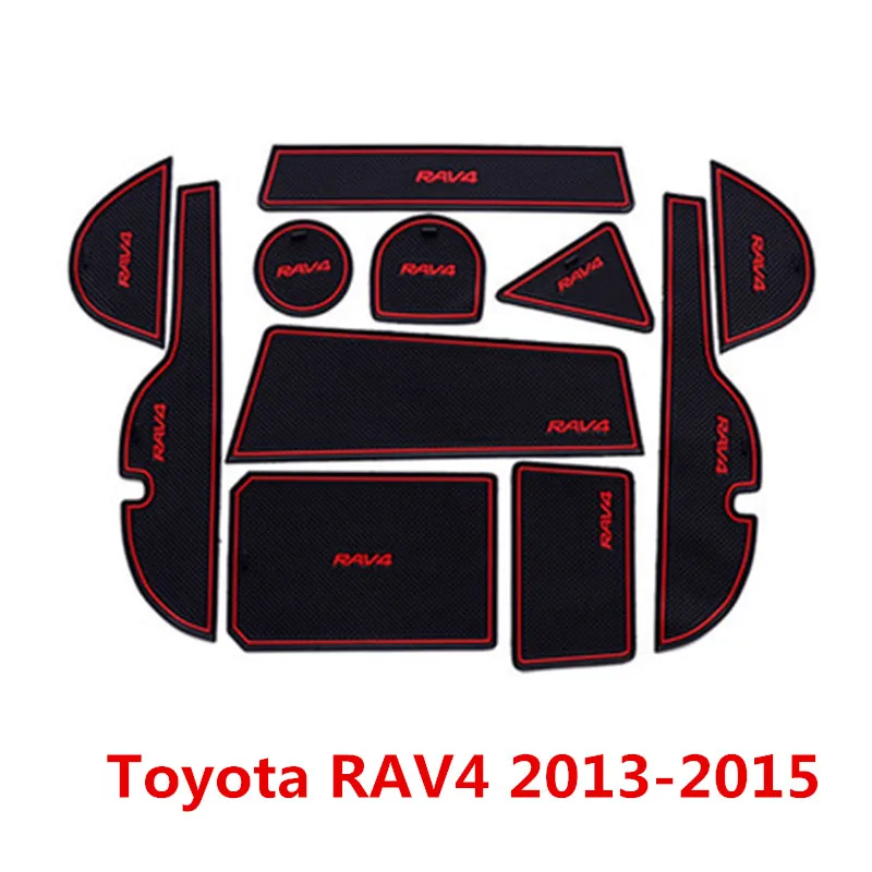 

Anti-slip Non-slip Rubber Cup Holder Sticker Gate Slot Pad Door Groove Mat for Toyota RAV4 2013-2015 Car Interior Styling