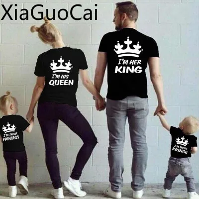 

Family T-shirts Summer King Queen T-shirt and Crown Printing Family Matching Clothes Family Costumes