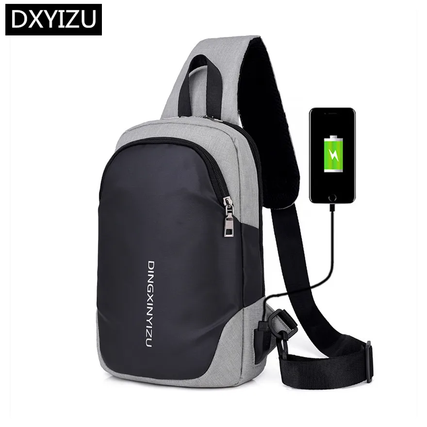 

DINGXINYIZU male small waterproof messenger bag men sling one shoulder chest bag boy usb charge mini crossbody bag women bagpack