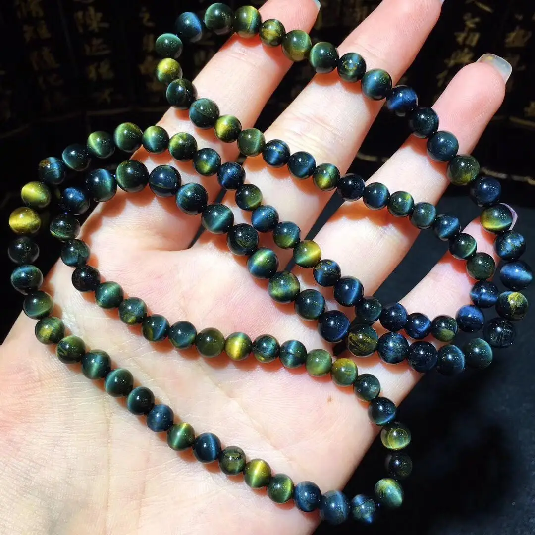 

6mm Natural Namibia Pietersite Blue Yellow Beads Gemstone Multi-turn Cat's eye Round Bead Bracelets Man Women Drop Shipping