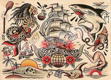 Alta qualidade criativo tatuagem padrão cartazes adesivo de parede 30x42 cm nostalgia retro kraft papel inkjet impressão arte decoração