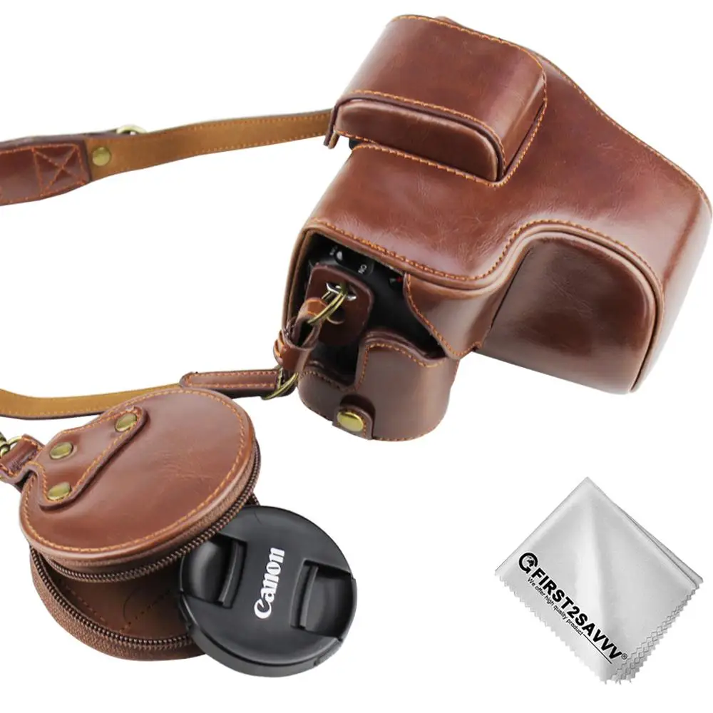 

Full body Precise Fit PU leather digital camera case bag cover with shoulder strap for Canon EOS M50 with EF-M 15-45mm lens