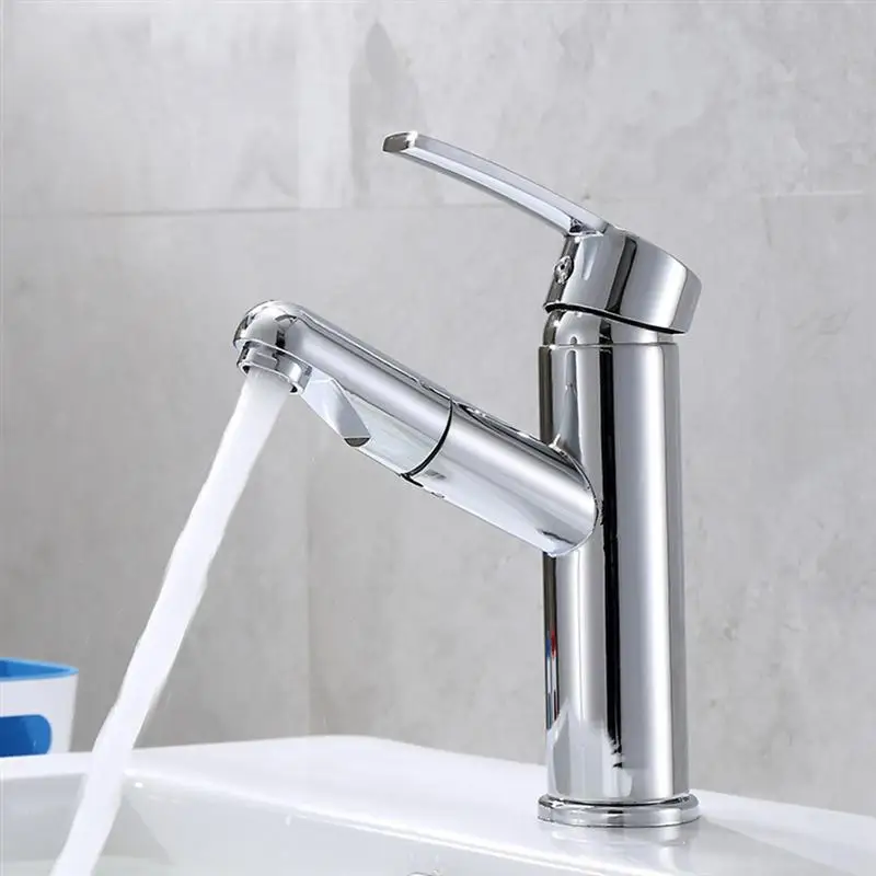 

Basin Water Tap Cold And Hot Single Hole Faucet Durable Sink Faucet Pull Out Mixer Tap Swivel Copper Faucet Home Accessories