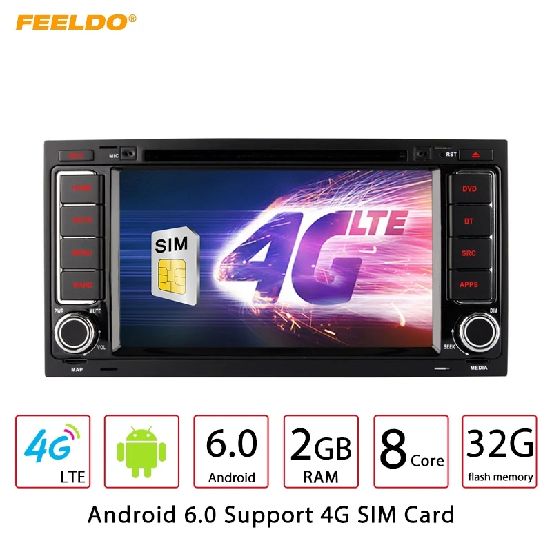 Clearance FEELDO 7" Android 6.0 (64bit) DDR3 2G/32G/4G LTE Octa Core Car DVD GPS Radio Head Unit For VW Touareg/T5 Multivan/Transporter 0