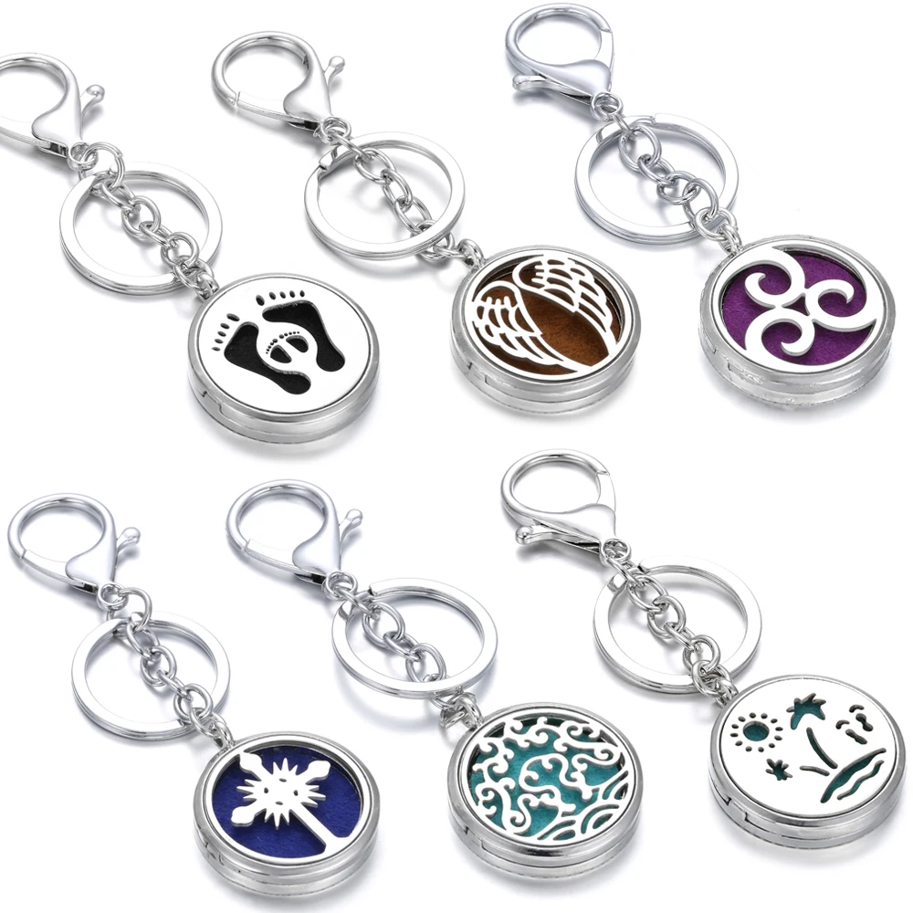 

New Aromatherapy Jewelry Diffuser Keychain Fashion Lockets Keychain Perfume Essential Oil Aromatherapy Keychain with Pads