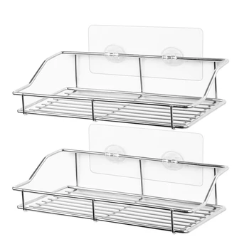 

Bathroom Shelf, Wall Mounted Shower Caddy Traceless Adhesive, No Drilling Storage Organizer Rack Stainless Steel Kitchen, Bath
