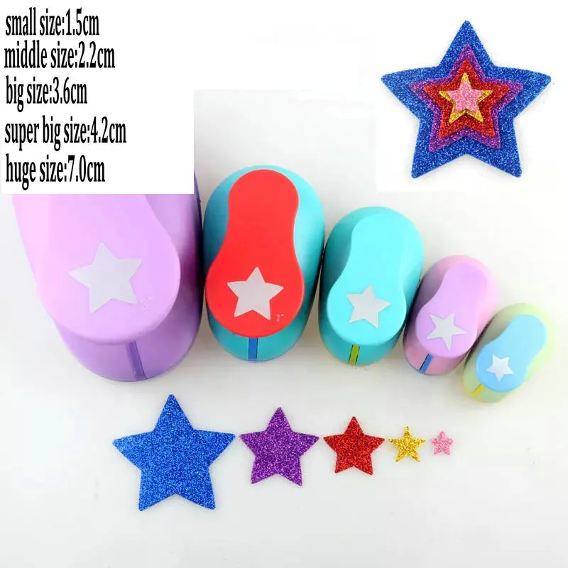 5pcs 3" 2" 1.5" 1" 5/8" star craft punch set Paper Cutter Scrapbooking