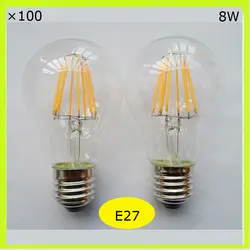 Доставка DHL 8 Вт светодиодных ламп накаливания удара светодиодные лампочки Эдисона E27 винт A60 A19 110 В 120 В 220 В 230 В 240 В прозрачного стекла