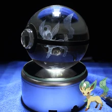 Leafeon дизайн фигурки Кристалл Poke Ball 3D Покемон миниатюрные с светодиодный база комнаты украшения