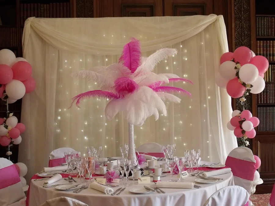 Free Shipping Natural 200pcs Lot Fuchsia Ostrich Feather Wedding
