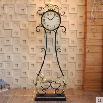 

Big Size Retro Floor Clock Vintage Metal Floor Clocks Living Room Large Antique Color Iron Round Clock For Bed Room 590087