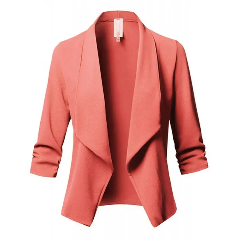 2019 Autumn Casual Formal Plus Size Elegant Gothic Black Women Blazers Slim Plain Fall Green Overcoats Female Fashion Coats