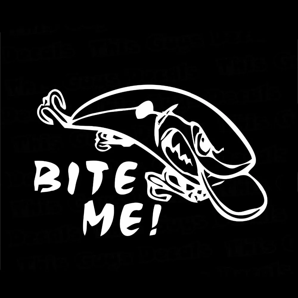 12.7CM*8.2CM Bite Me Crank Bait Decal Tackle Fishing Outdoor Vinyl Car  Sticker Car Stylings Accessories Black Sliver C8-0439