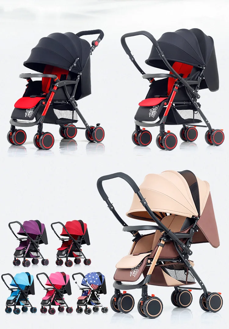 Легкая двухходовая коляска, детская коляска, складная четырехколесная ручная нажимная коляска, детская коляска, автомобильный зонт