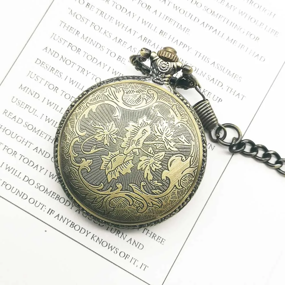 Высококачественные бронзовые кварцевые карманные часы Scorpion для мужчин и женщин с цепочкой Fob WP4009