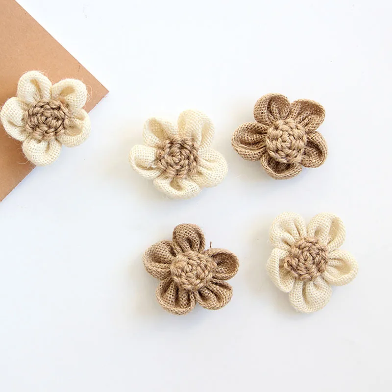 

2019 NEW 1pcs Rustic Natural Jute Burlap Hessian Flower Rose Handmade Vintage Wedding Decoration Party Hat Craft DIY Accessories