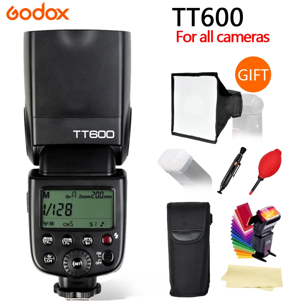 Вспышка Godox TT600S TT600 Speedlite для Canon Nikon Sony Pentax Olympus Fujifilm и встроенная беспроводная
