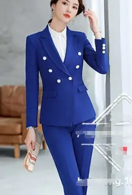 Весенний синий OL Женский Тренч Длинная ветровка Европейская и американская мода тренд двубортный тонкий длинный Тренч S-3XL - Цвет: blue pant suit
