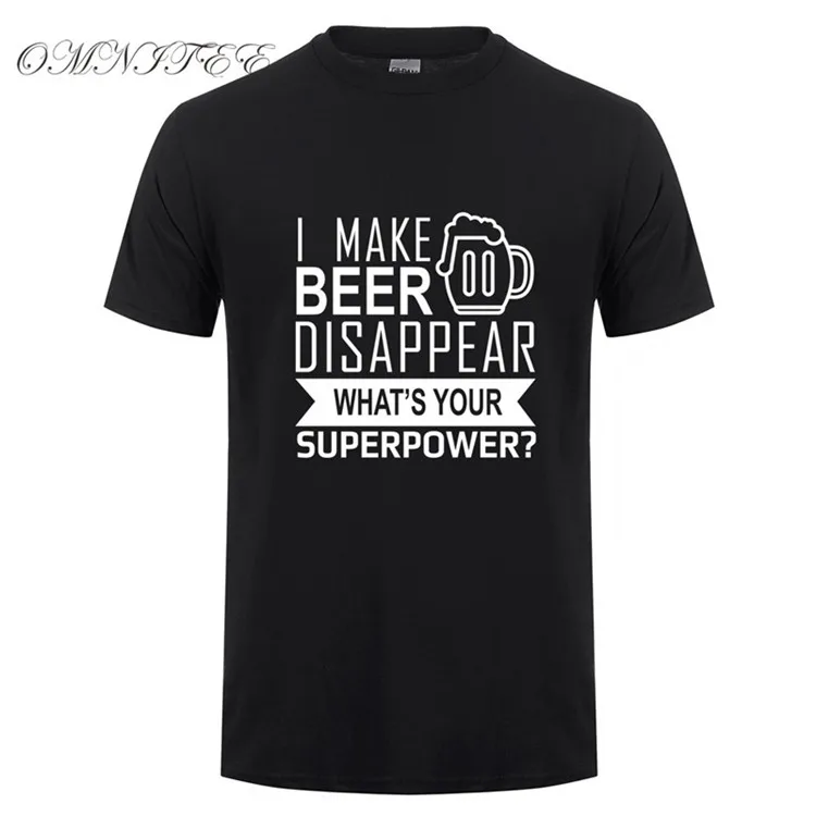 Забавные футболки с надписью «I Make Beer expet», Новая Мужская хлопковая футболка с короткими рукавами и надписью «What's Your Superpower», Мужская одежда, топ, OT-970