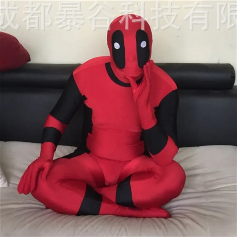 Высокое качество Красный взрослых Дэдпул Zentai костюм показывает супергероя Косплэй карнавал для вечеринки Mandy Хэллоуин Косплэй полный Средства ухода за кожей костюм