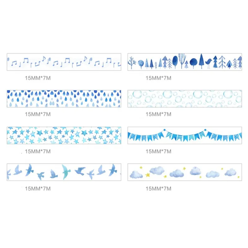 1.5 см* 7 м синий мира Цвет Декоративные Васи Клейкие ленты DIY Скрапбукинг маскировки ремесло Клейкие ленты Школа канцелярских товаров