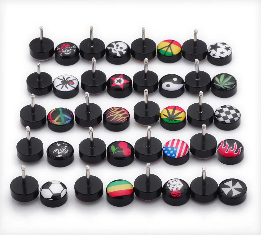 

Earings Brinco Brincos Bronco 1 Pair Free Shipping Fake Ear Plugs Studs Earrings For Logo Print Anti-allergic Piercing Jewelry