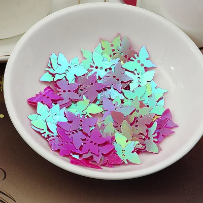 500pcs12*17mm Sequin PVC butterfly shaped sequins 2 hole DIY handmade material Costume Accessories Rose red AB | Дом и сад