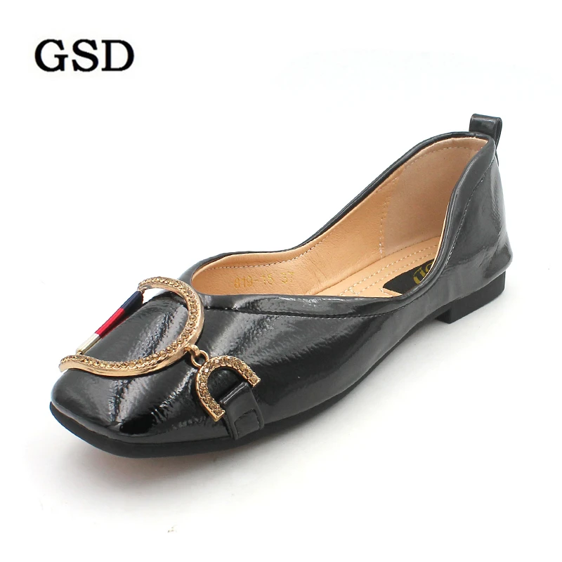 

Women Flats PU Leather Loafers Ballet Flats Shoes 2019 Spring Metal Decoration Fashion Shoes Woman Slip On Loafers Boat Shoes