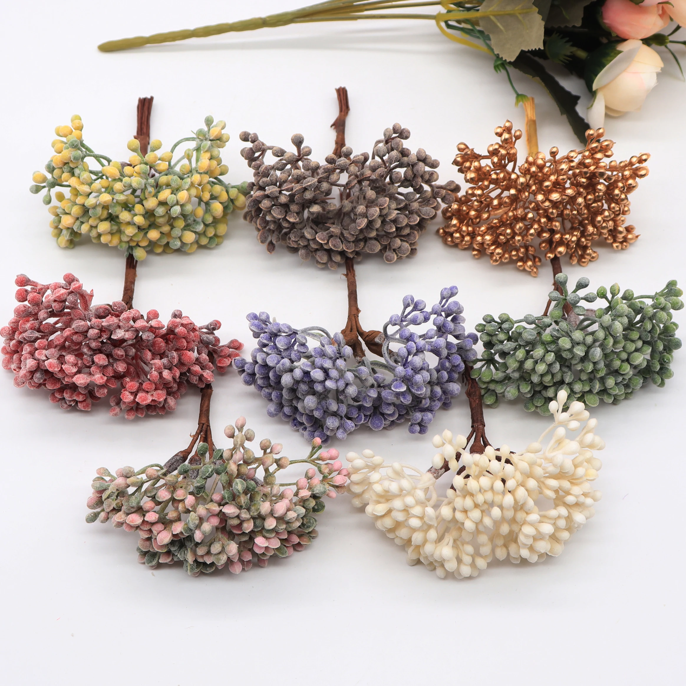 

6pcs Mini Artificial Grass Plant Artificial Flowers for Wedding Christmas Decor DIY scrapbooking Wreath Fake flowers