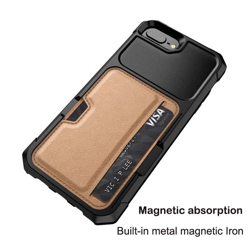 

MAKEULIKE Case For Iphone 8 Plus Cover Anti-fall Protection Card Slot Coque For Iphone 8 8Plus Case With Magnetic Absorption