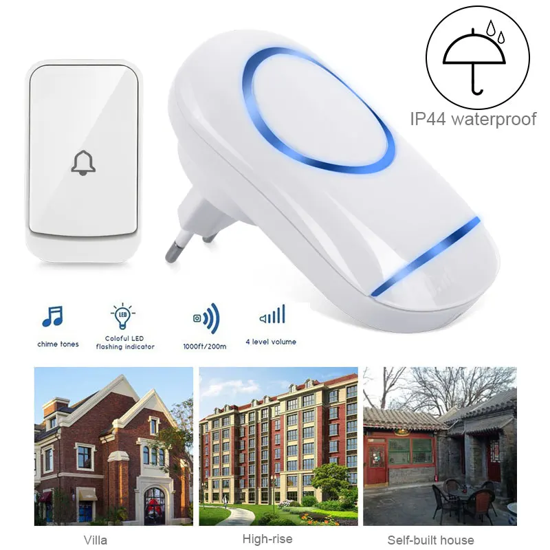 

Home Security Alarm Wireless Doorbell Safety WIFI Plug Bell Receivers Scure Access Control Back Door Outbuildings Cordless Door