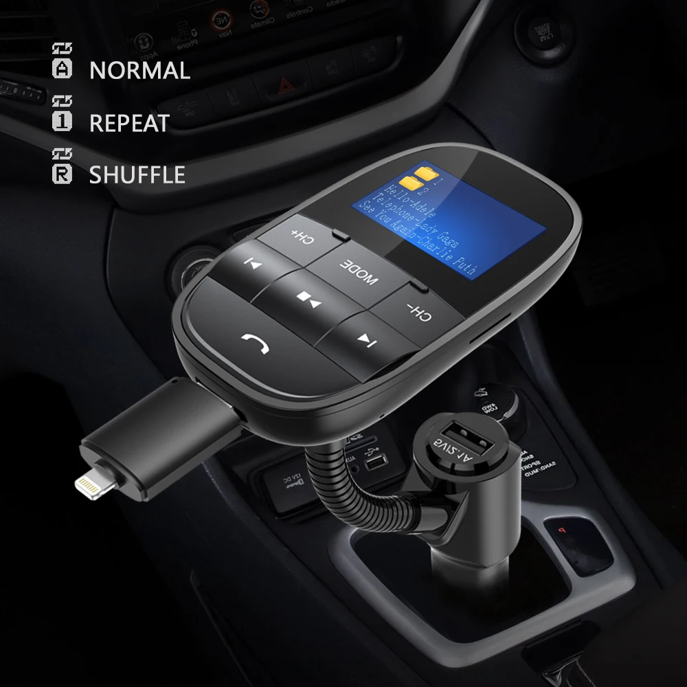 Nulaxy KM20 Car MP3 Players Bluetooth FM Modulator Support Flash Drive TF Card With Dual USB Car Charger FM Transmitter Car Kit