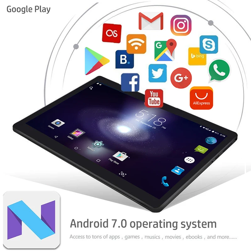 10 ядер, 10 дюймов, планшетный ПК, Android 8,0, ОЗУ, 6 Гб ПЗУ, 64 ГБ, 1920*1200, ips, 2.5D, закаленное стекло, экран, две sim-карты, wifi, планшеты, 10,1+ подарок
