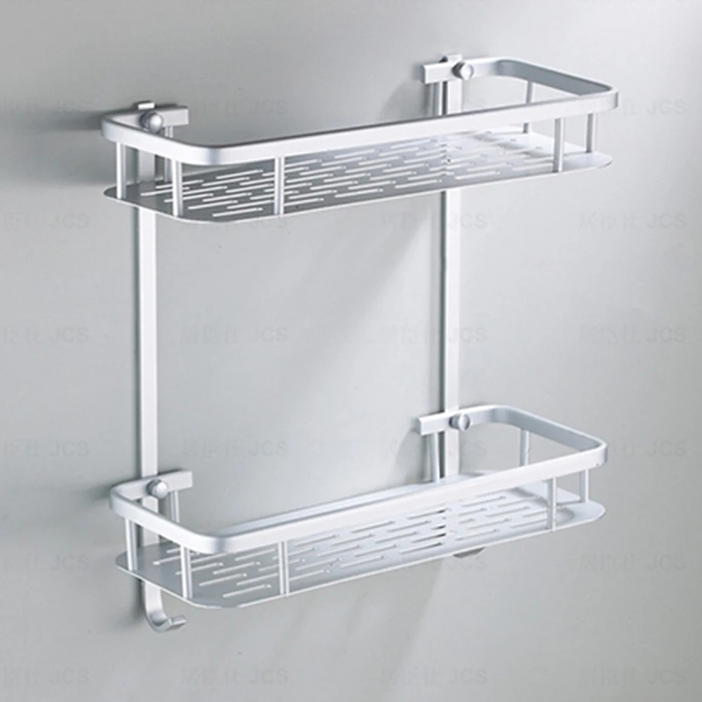 

Hanging Hook Storage Rack Bathroom Shower Bath Shampoos Holder Aluminium Shelf