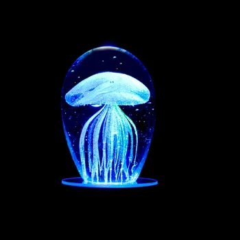 

Novel Colorful LED Night Light Crystal Crafts Glass Luminous Jellyfish with LED Night Light Home Table Gifts Glows in the Dark