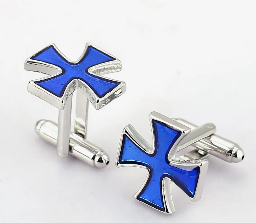 

Elegant Blue cross Men Cuff Links alloy Material wedding cufflinks for mens high quality man jewelry gemelos gemelli