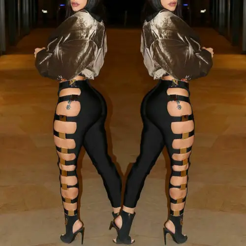 

Women Skinny Ripped Long Pants High Waist Stretch Jeans Pants Pencil Trousers