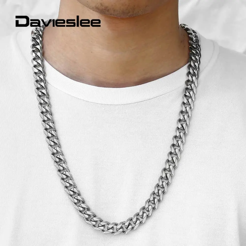 

Fashion Necklaces for Men 2019 13mm 316L Stainless Steel Curb Link Chain Silver Color Mens Necklace 20 22 24 inch LHN114