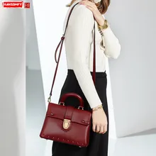 HANSOMFY кожа для женщин сумки ретро модная женская сумка Женский замок портфели через плечо