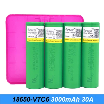 18650 VTC6 аккумулятор 3000mAh 3,7 v 30A для модной коробки электронной сигареты 18650 батареи для отверток с чехол для хранения j6 - Цвет: 4PCS with Pink